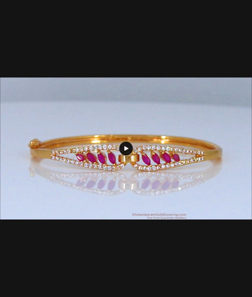 New Trendy Ruby White Stone Gold Open Type Bracelet BRAC312