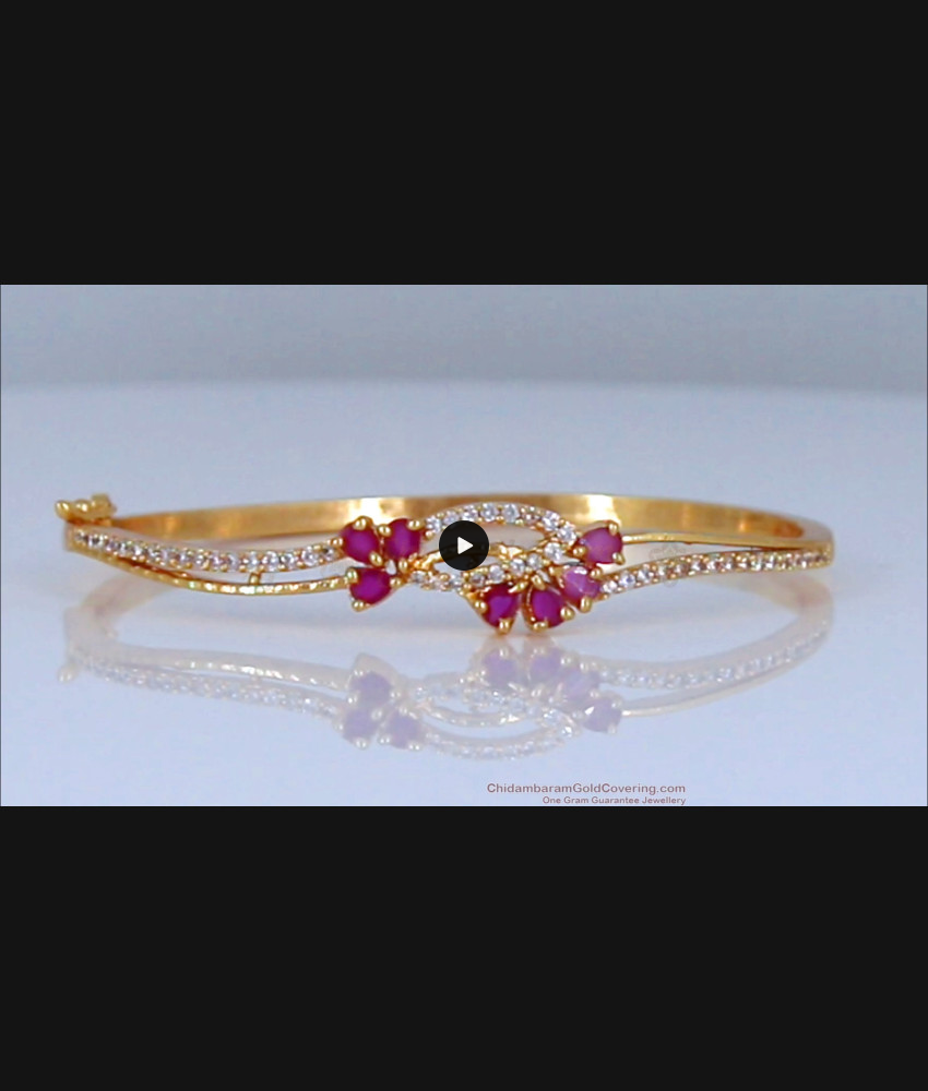 Latest Ruby White Stone Gold Open Type Bracelet BRAC313