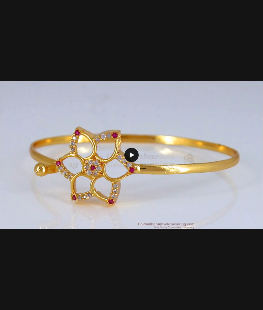 Latest Design Ruby White Stone Gold Open Type Bracelets For Women BRAC343