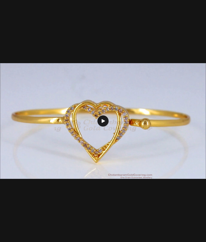 Attractive Hearty Design White Stone Gold Bracelets For Women BRAC346