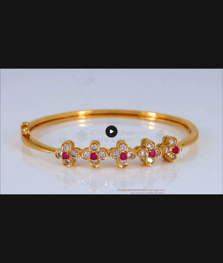 New Stylish Ruby White Stone Gold Bracelets For Women BRAC355 New Stylish Ruby White Stone Gold Bracelets For Women BRAC355