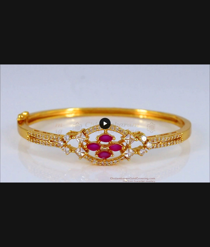 Sparkling Ruby White Stone Gold Bracelets For Party Wear BRAC371