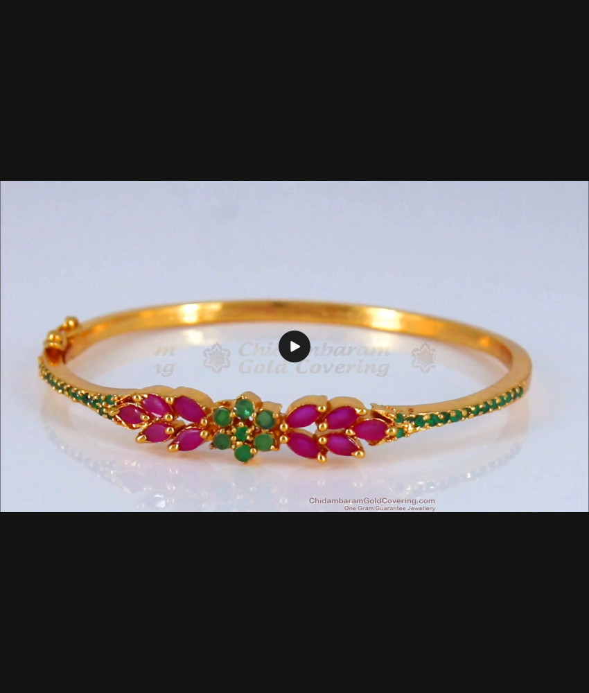 Fascinating Flower Design Ruby Emerald Stone Gold Bracelets BRAC374 Fascinating Flower Design Ruby Emerald Stone Gold Bracelets BRAC374