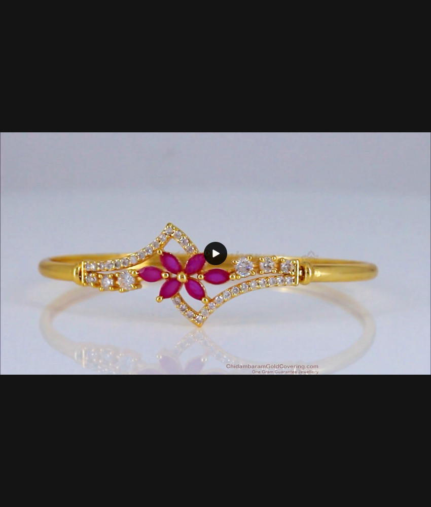 Fantastic Flower Design Ruby White Stone Gold Bracelet BRAC390 Fantastic Flower Design Ruby White Stone Gold Bracelet BRAC390