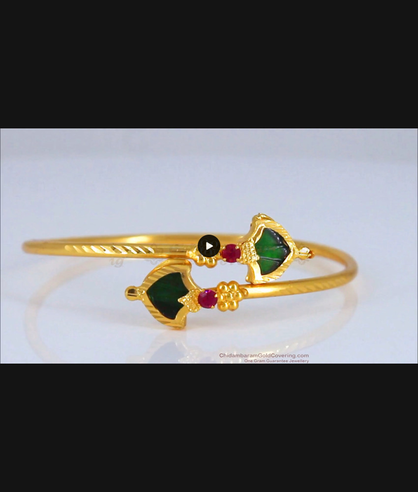 Green Palakka Pink Stone Gold Bracelet Slide Open BRAC497