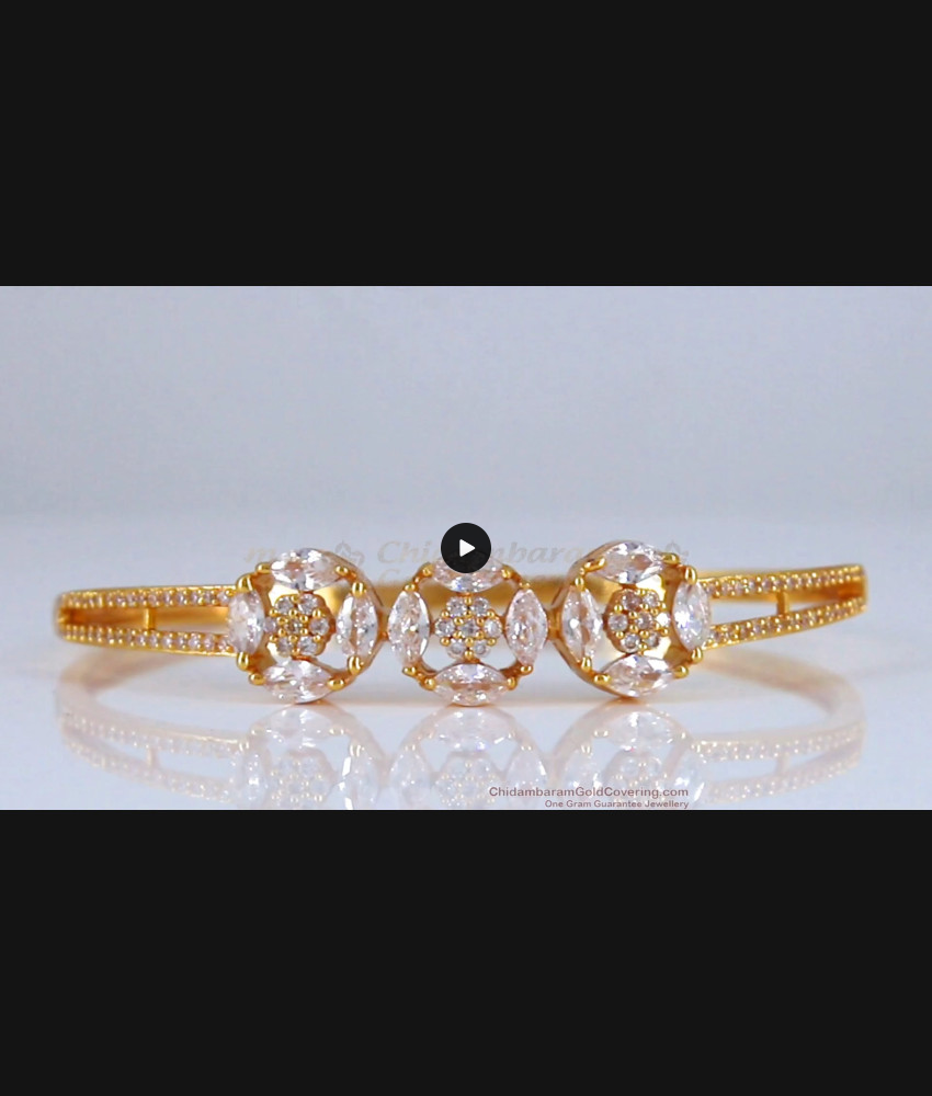 Stunning Full White Stone Lock Type Gold Bracelet BRAC528