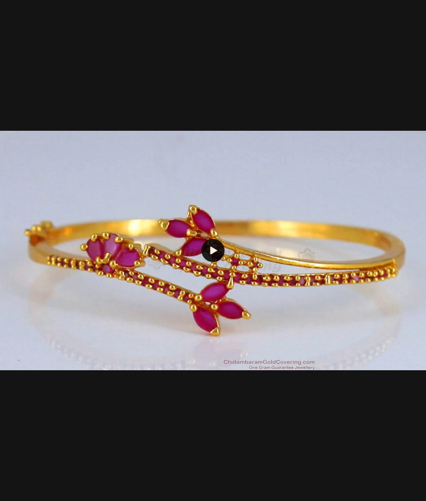Stylish One Gram Gold Imitation Bracelet Full Ruby Stone BRAC564