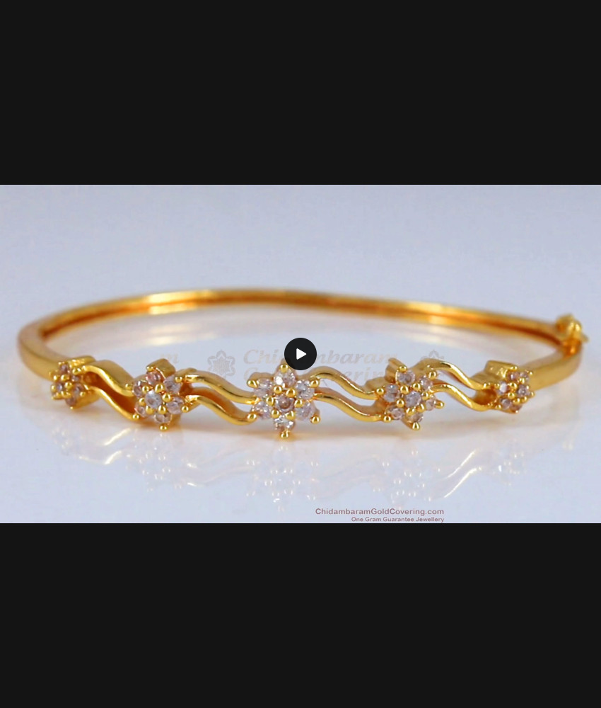 One Gram Gold Bracelet White Stone Flower Design BRAC622