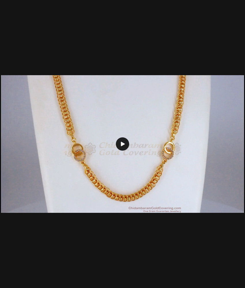 CHRT52 AD White Stone Ring Design Gold Long Chain For Women CHRT52 AD White Stone Ring Design Gold Long Chain For Women