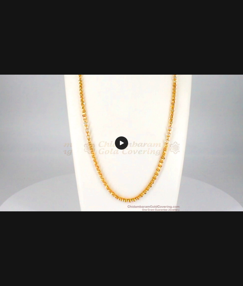 CKMN72 - Mixed White Crystal Design Gold Beads Daily Wear Chain Collections CKMN72 - Mixed White Crystal Design Gold Beads Daily Wear Chain Collections