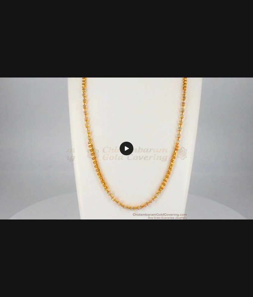CKMN74 - Mixed White Crystal Design Gold Beads Daily Wear Chain Collections CKMN74 - Mixed White Crystal Design Gold Beads Daily Wear Chain Collections