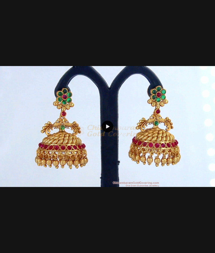 Premium Quality Peacock Temple Jhumkas With Multi Colour Kemp Stone Antique Earrings Collection Online ER2115 Premium Quality Peacock Temple Jhumkas With Multi Colour Kemp Stone Antique Earrings Collection Online ER2115