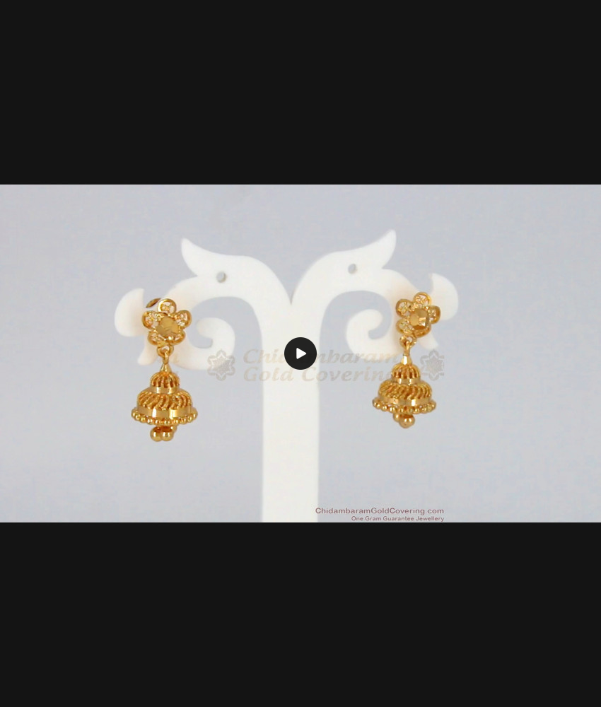 Traditional One Gram Gold Jihumka For Daily Wear ER2201 Traditional One Gram Gold Jihumka For Daily Wear ER2201