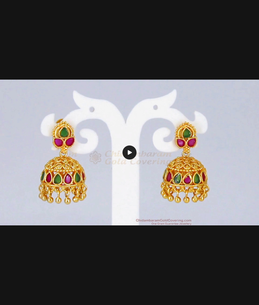 AD Ruby Emerald Stone Jimiki Kammal For Wedding Collections ER2223 AD Ruby Emerald Stone Jimiki Kammal For Wedding Collections ER2223