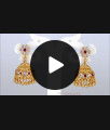 Attractive Gold Jhumkas Design Ruby White Stone Earrings For Bridal Wear ER2295 Attractive Gold Jhumkas Design Ruby White Stone Earrings For Bridal Wear ER2295