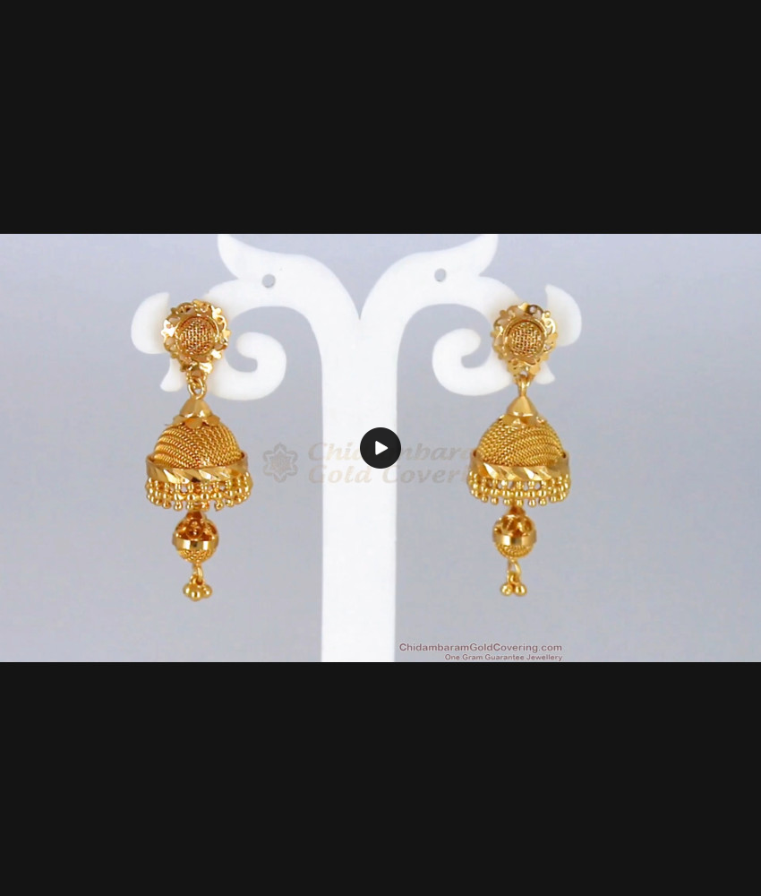 Double Layer Gold Jhumkas One Gram Gold Earrings For Party Wear ER2306 Double Layer Gold Jhumkas One Gram Gold Earrings For Party Wear ER2306