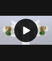 Cute Peacock Design Emerald Gold Stud Earrings For Teen Girls ER2310 Cute Peacock Design Emerald Gold Stud Earrings For Teen Girls ER2310