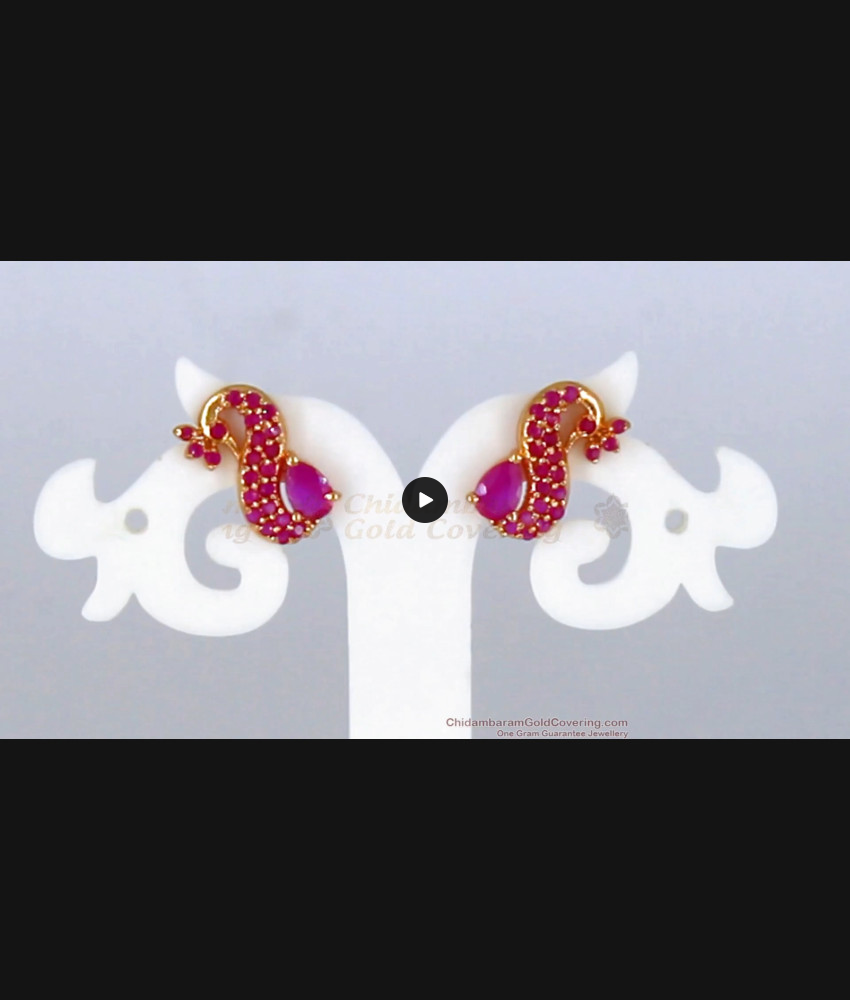 Stylish Ruby Stone Gold Stud Earrings For Teen Girls ER2311 Stylish Ruby Stone Gold Stud Earrings For Teen Girls ER2311