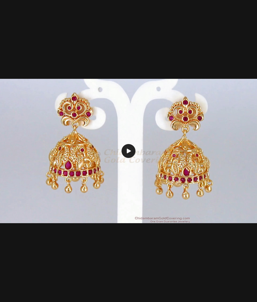 Fast Moving Ruby Stone Gold Jhumki Kammal For Bridal Wear ER2323 Fast Moving Ruby Stone Gold Jhumki Kammal For Bridal Wear ER2323