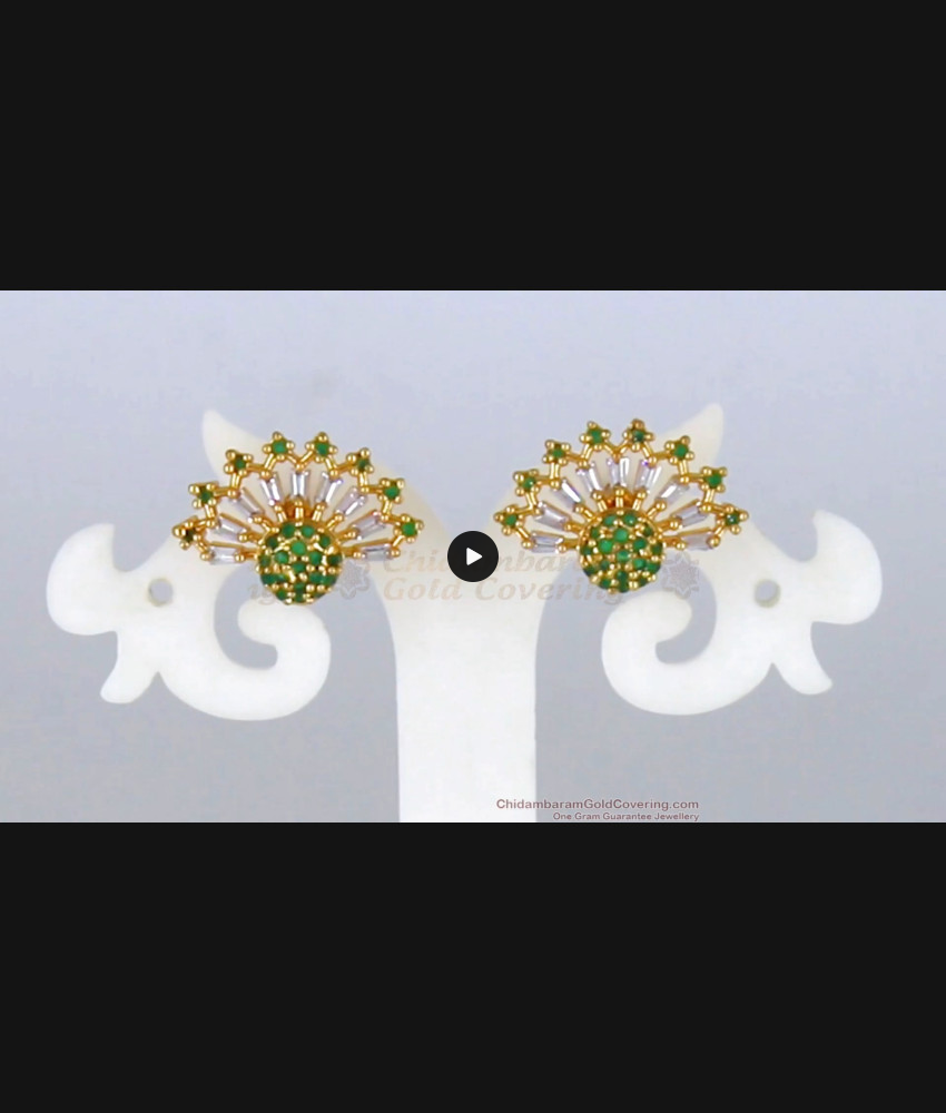 Stylish Emerald White Stone Gold Stud Earrings For Girls ER2331 Stylish Emerald White Stone Gold Stud Earrings For Girls ER2331