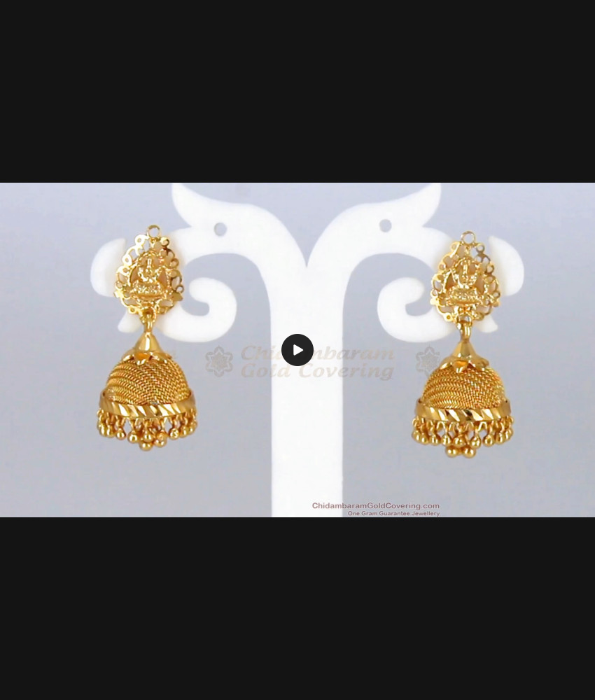Traditional Lakshmi Design One Gram Gold Jhumki Earrings Collections ER2334 Traditional Lakshmi Design One Gram Gold Jhumki Earrings Collections ER2334