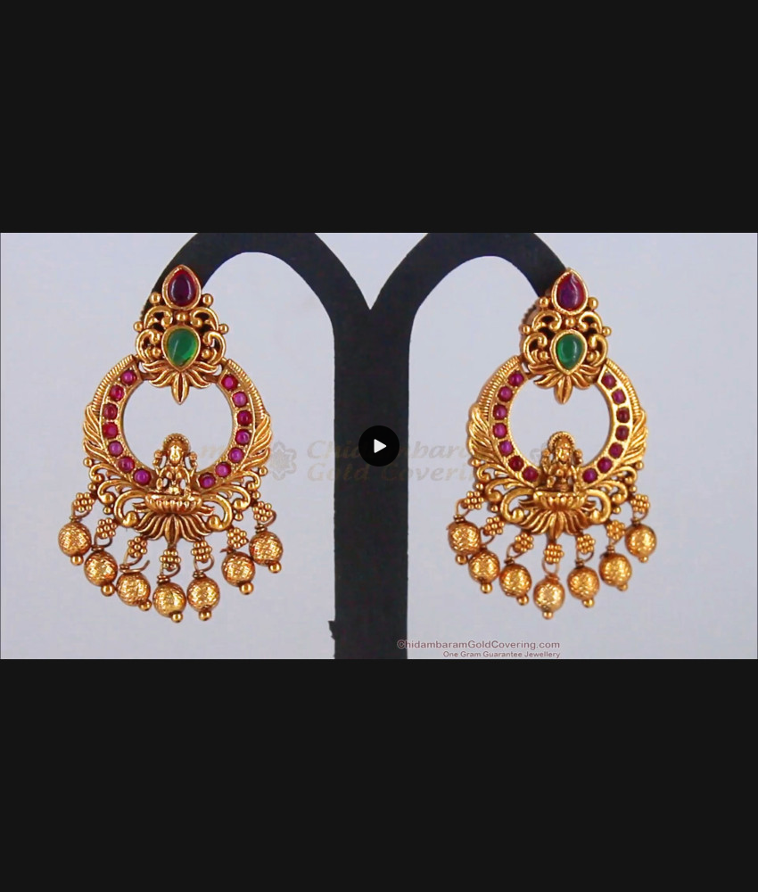 Antique Lakshmi Ruby Emerald Dangler Chandbali Earrings ER2738 Antique Lakshmi Ruby Emerald Dangler Chandbali Earrings ER2738