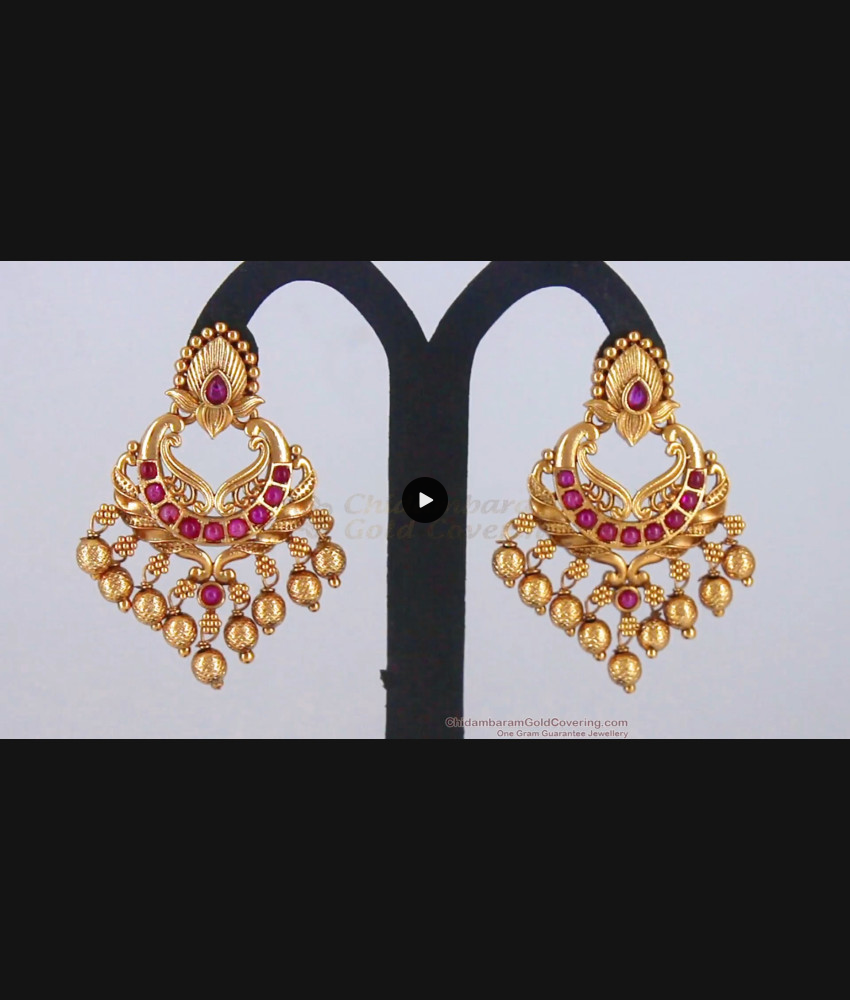 Latest Dangler Ruby Stone Antique Chandbali Earrings Party Wear ER2740