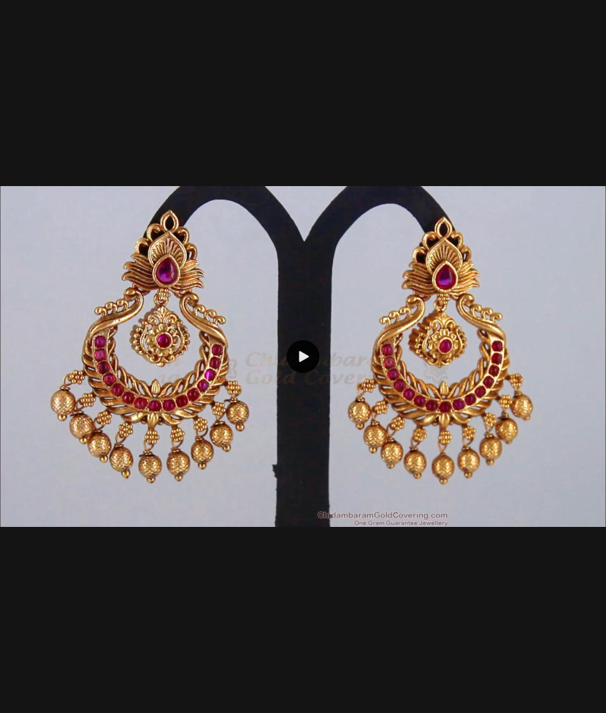 New Arrivals Ruby Stone Dangler Matt Antique Chandbali Earrings ER2741 New Arrivals Ruby Stone Dangler Matt Antique Chandbali Earrings ER2741