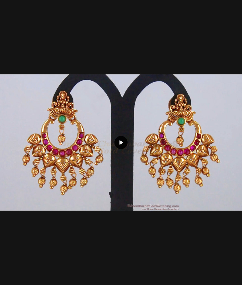 Traditional Lakshmi Design Dangler Matt Antique Chandbali Earrings ER2743 Traditional Lakshmi Design Dangler Matt Antique Chandbali Earrings ER2743