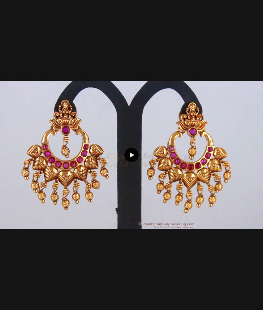Latest Lakshmi Design Ruby Stone Antique Chandbali Earrings ER2744 Latest Lakshmi Design Ruby Stone Antique Chandbali Earrings ER2744