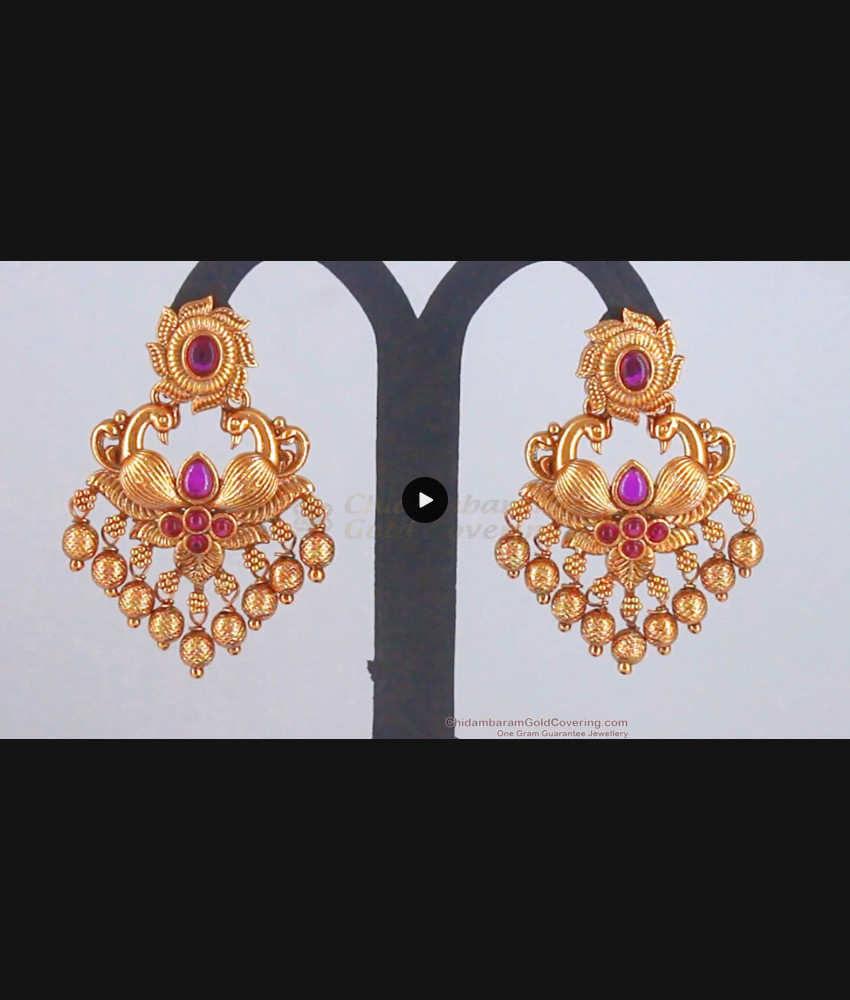 Antique Peacock Floral Design Ruby Stone Earring Nagas Collection ER2852