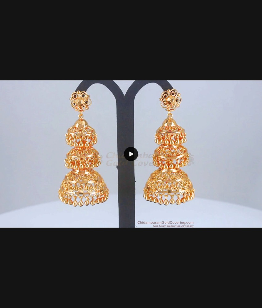 Stunning 3 Layer Big Gold Jhumki Earring Bridal Collection ER3280 Stunning 3 Layer Big Gold Jhumki Earring Bridal Collection ER3280