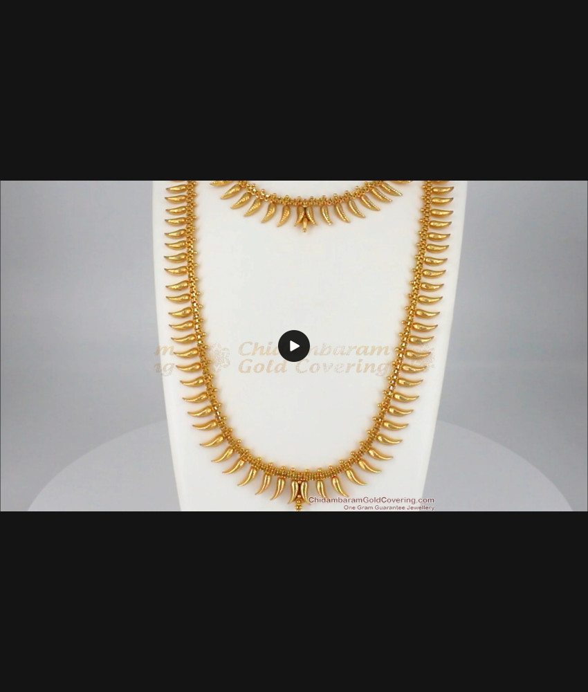 Latest Leaf Design One Gram Gold Haram Combo Set For Women HR1736 Latest Leaf Design One Gram Gold Haram Combo Set For Women HR1736