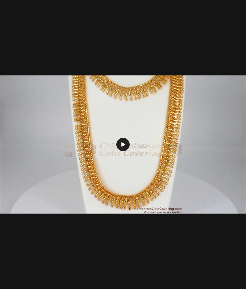 Latest Attractive Gold Haaram And Necklace Combo Set HR1745 Latest Attractive Gold Haaram And Necklace Combo Set HR1745