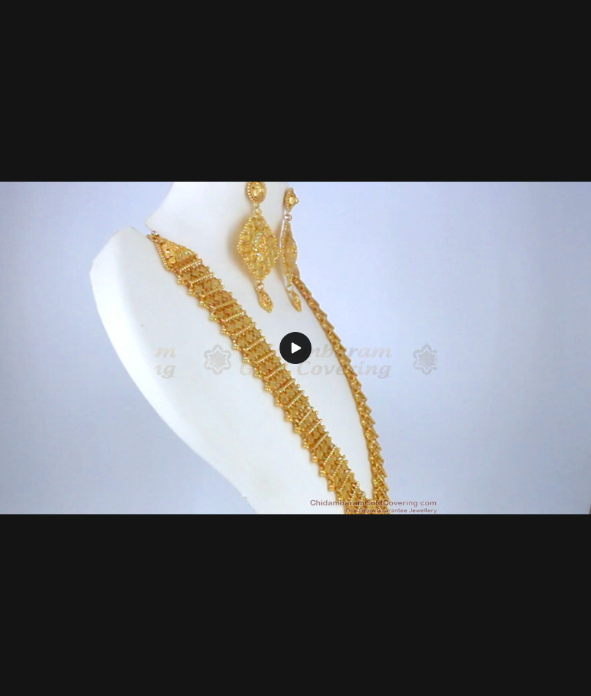 Forming Gold Haram Design with Earrings Kerala Bridal Collection HR1767 Forming Gold Haram Design with Earrings Kerala Bridal Collection HR1767
