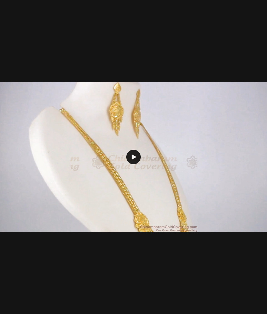 Forming MultiLine Haram with Earrings Real Gold Design Bridal Jewelry HR1785 Forming MultiLine Haram with Earrings Real Gold Design Bridal Jewelry HR1785