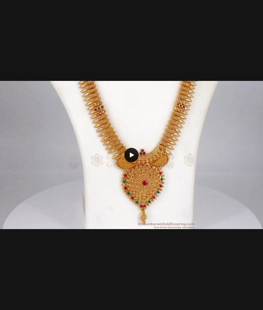 New Model Gold Haram Design With Ruby Emerald Stone Gold Plated Jewelry HR1789 New Model Gold Haram Design With Ruby Emerald Stone Gold Plated Jewelry HR1789