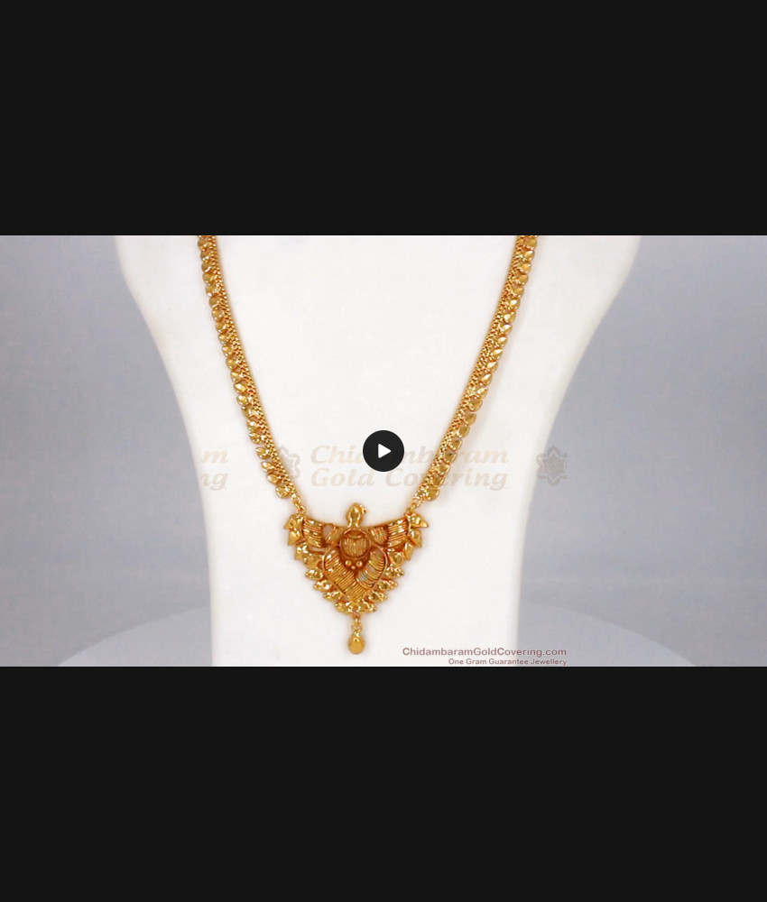 Simple One Gram Gold Haram Culcutta Long Necklace Design HR1802 Simple One Gram Gold Haram Culcutta Long Necklace Design HR1802