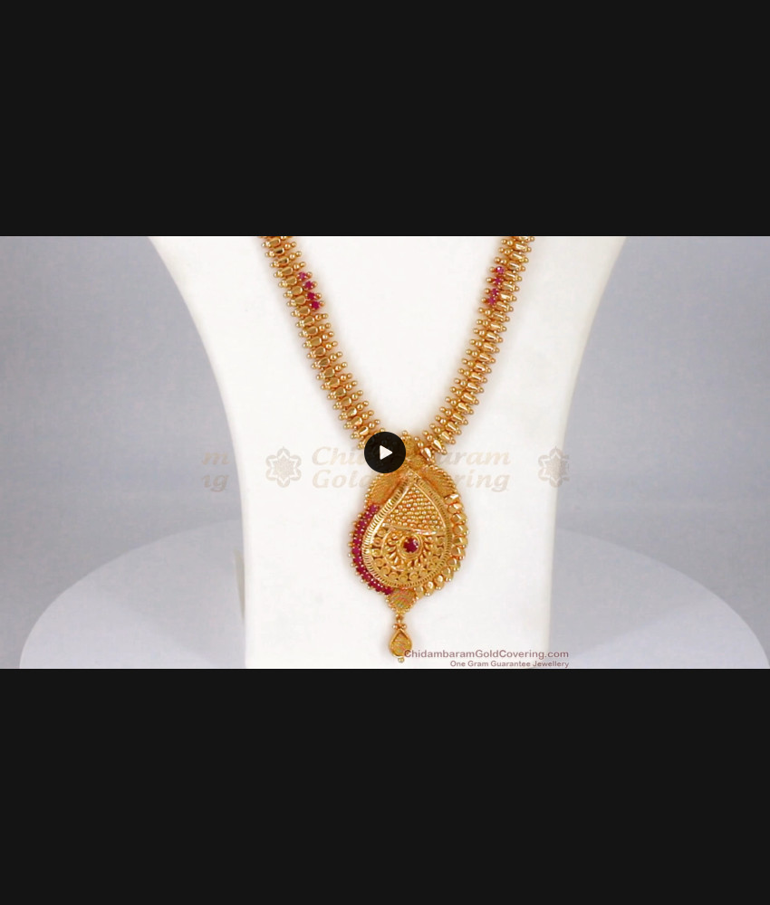 Fast Moving One Gram Gold Haram With Ruby Stone Gold Plated Jewelry HR1808 Fast Moving One Gram Gold Haram With Ruby Stone Gold Plated Jewelry HR1808