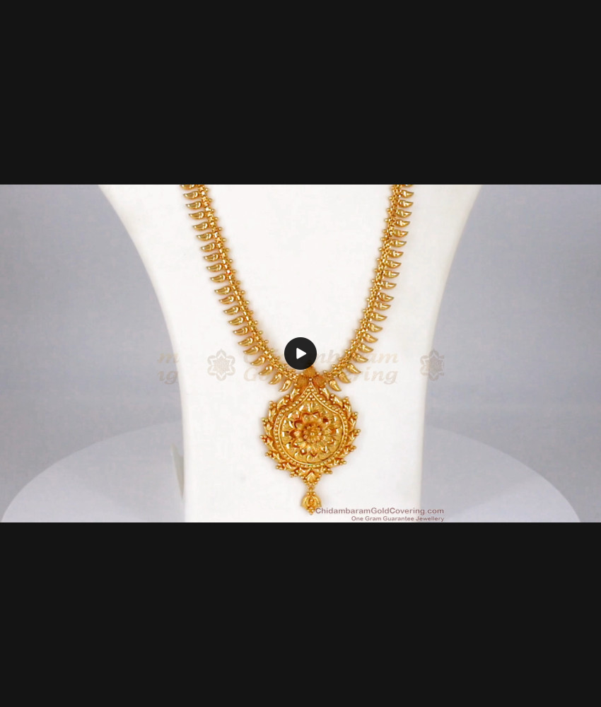 Fantastic Flower Design One Gram Gold Haram For Party Wear HR1810 Fantastic Flower Design One Gram Gold Haram For Party Wear HR1810