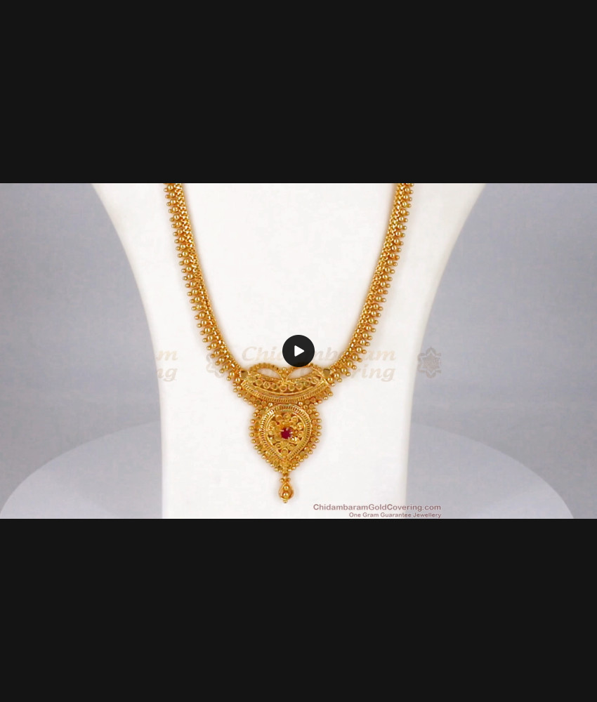 Single Ruby Stone Gold Haram Design Gold Plated Jewelry HR1811 Single Ruby Stone Gold Haram Design Gold Plated Jewelry HR1811