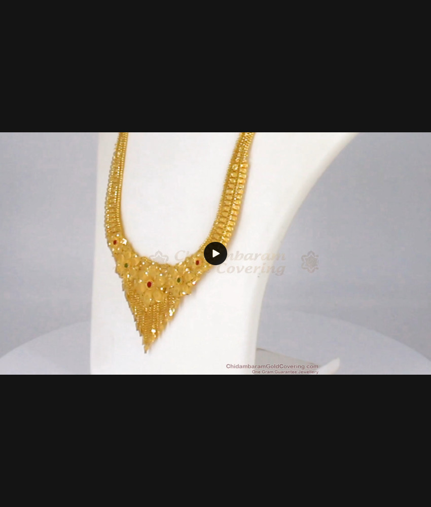 Real Gold Design Forming Ruby Emerald Bridal Necklace Combo Set HR1814 Real Gold Design Forming Ruby Emerald Bridal Necklace Combo Set HR1814