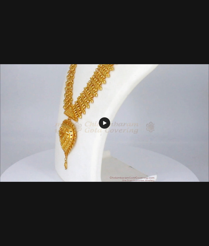 Premium Finish Gold Haram In Kerala Bridal Designs with Earrings HR1824 Premium Finish Gold Haram In Kerala Bridal Designs with Earrings HR1824