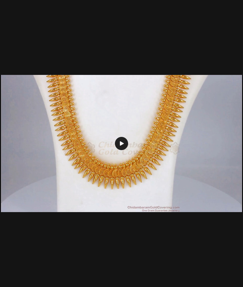 New Spiral Mullai Poo Type Gold Haram For Traditional Wear HR1841 New Spiral Mullai Poo Type Gold Haram For Traditional Wear HR1841