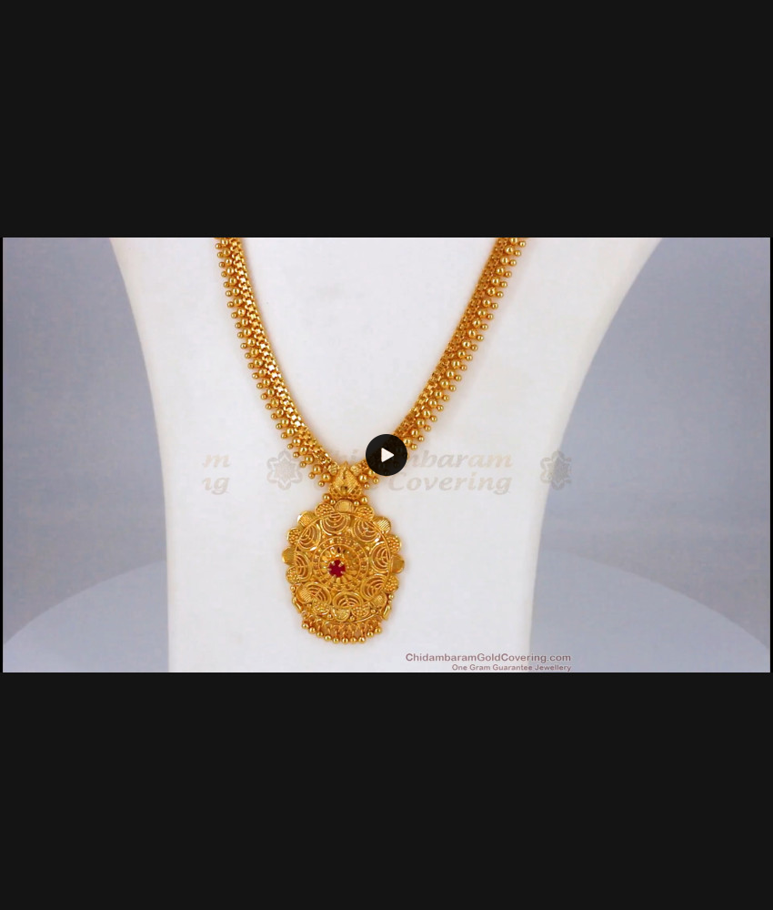 Impressive Ruby Stone One Gram Gold Haram For Party Wear HR1843 Impressive Ruby Stone One Gram Gold Haram For Party Wear HR1843