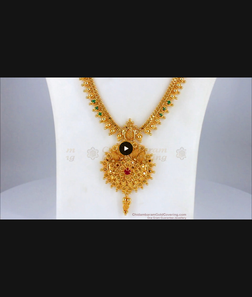 Dancing Peacock Dollar MultiStone One Gram Gold Haram Bridal Collections HR1878 Dancing Peacock Dollar MultiStone One Gram Gold Haram Bridal Collections HR1878