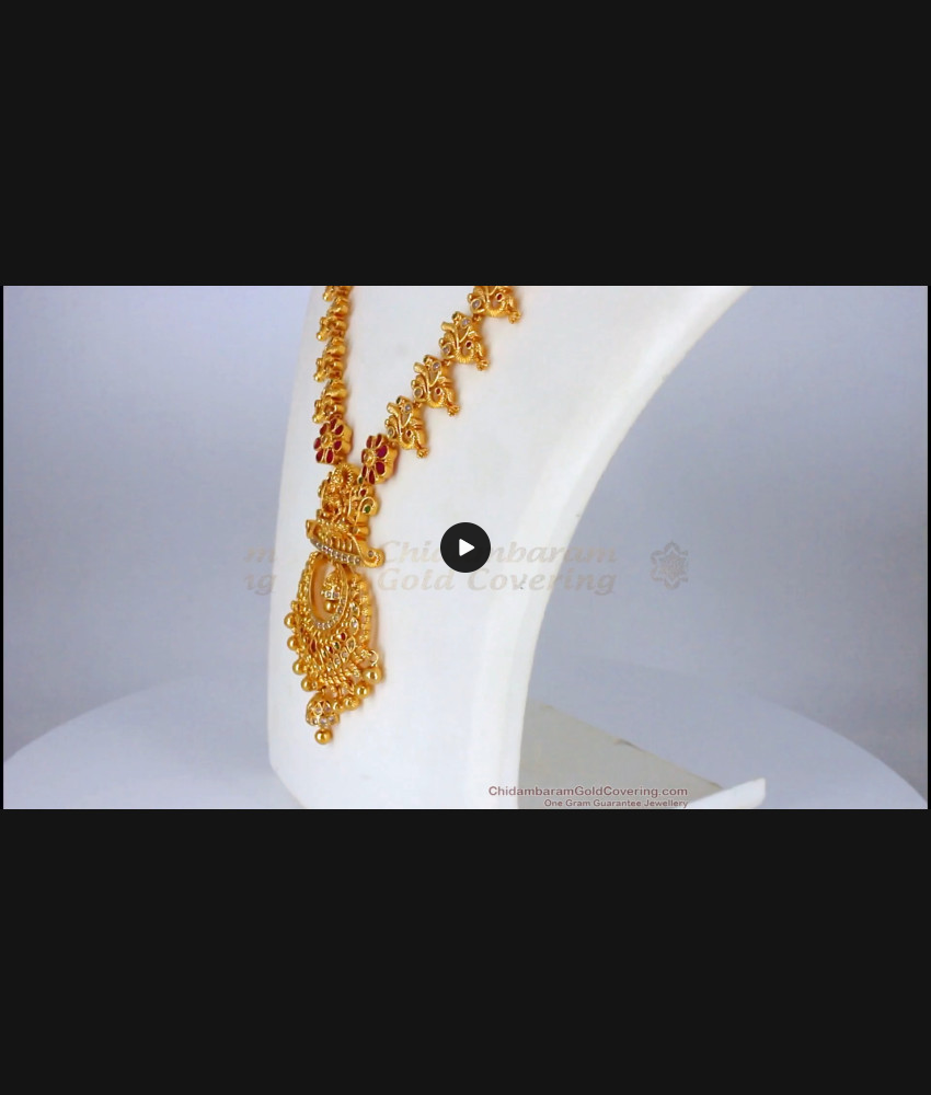 New Arrival Multi Stone Gold Haaram With Earring Bridal Jewelry HR1899 New Arrival Multi Stone Gold Haaram With Earring Bridal Jewelry HR1899