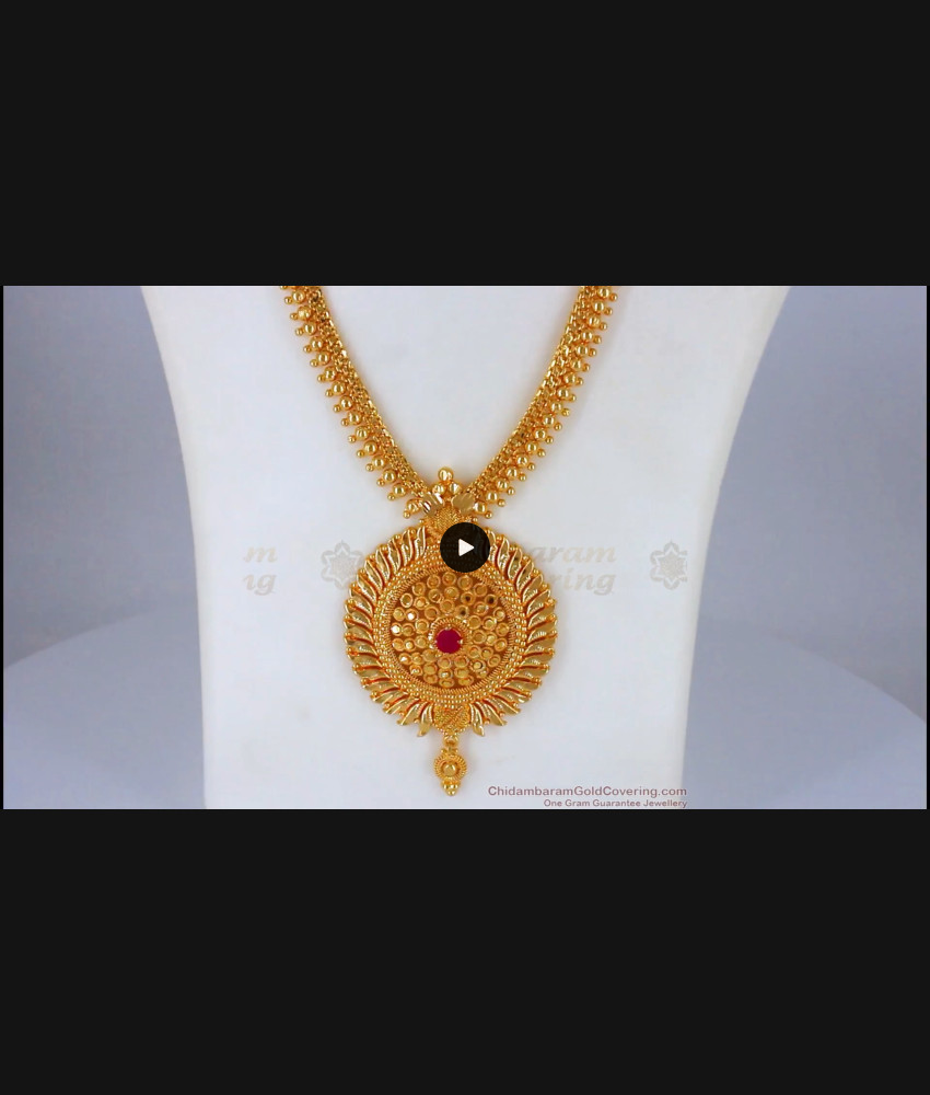 Fast Moving Ruby Stone One Gram Gold Haram Collections HR1945 Fast Moving Ruby Stone One Gram Gold Haram Collections HR1945