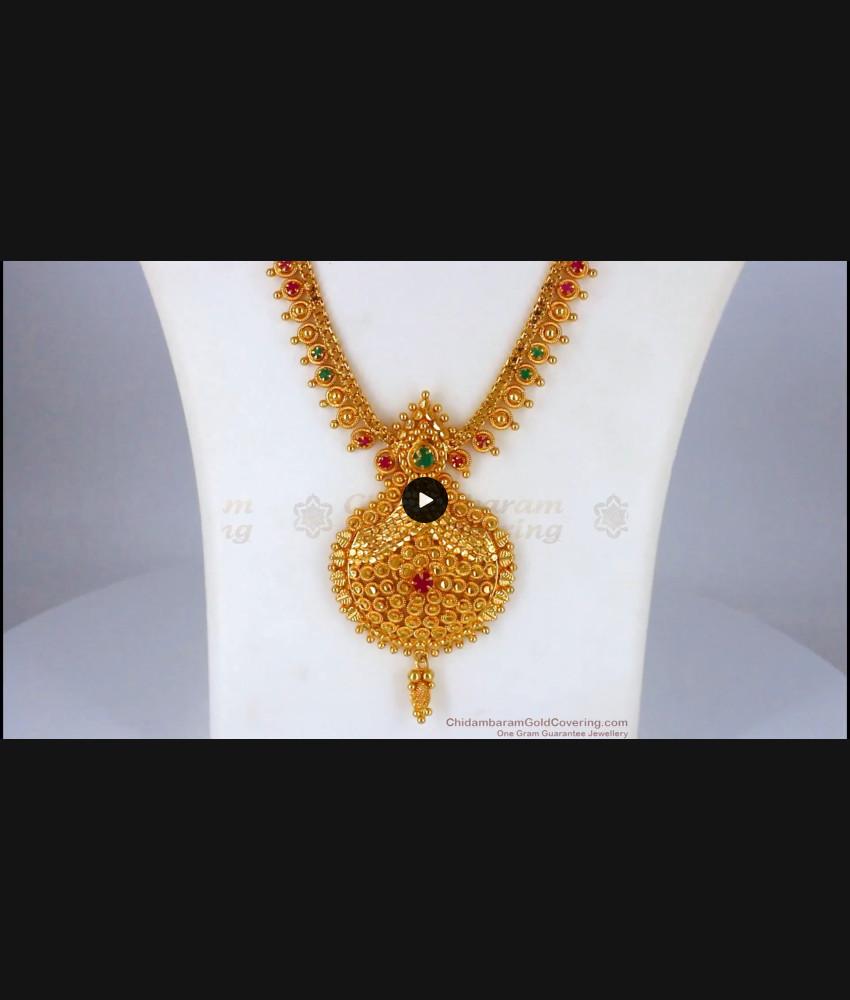 Glittering One Gram Gold Haram Ruby Emerald Stone HR1969 Glittering One Gram Gold Haram Ruby Emerald Stone HR1969