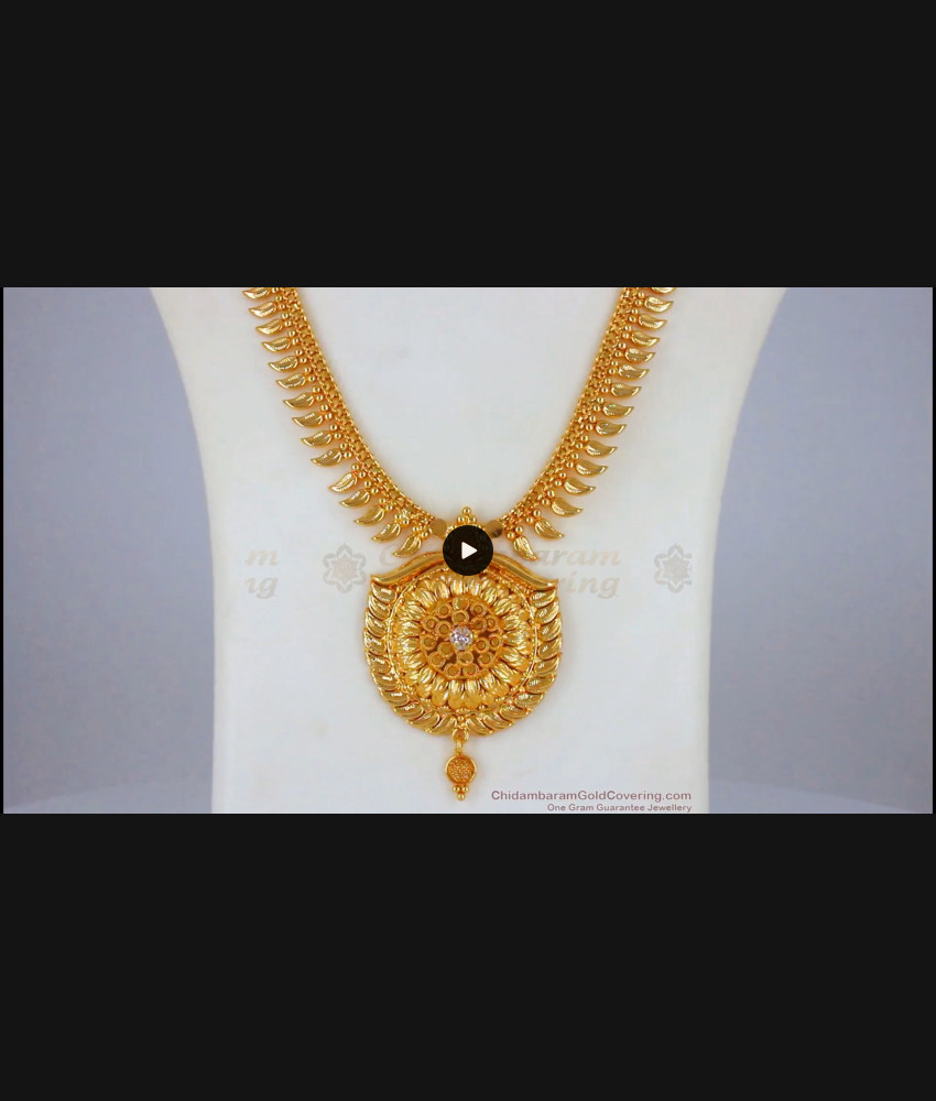 Traditional White Stone Gold Plated Haram For Marriage HR2004 Traditional White Stone Gold Plated Haram For Marriage HR2004